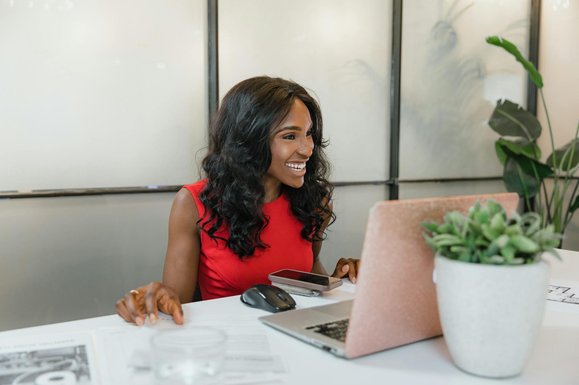 Woman working on laptop